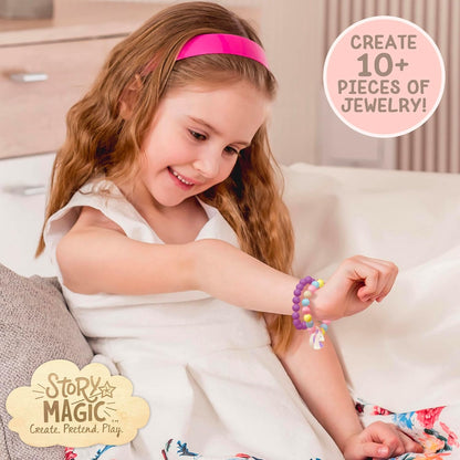 Story Magic Wooden ABC Beads by Horizon Group USA, Premium Wood Jewelry Making Kit, Makes 10+ Pieces of Jewelry, Over 350 Wooden Beads & Charms