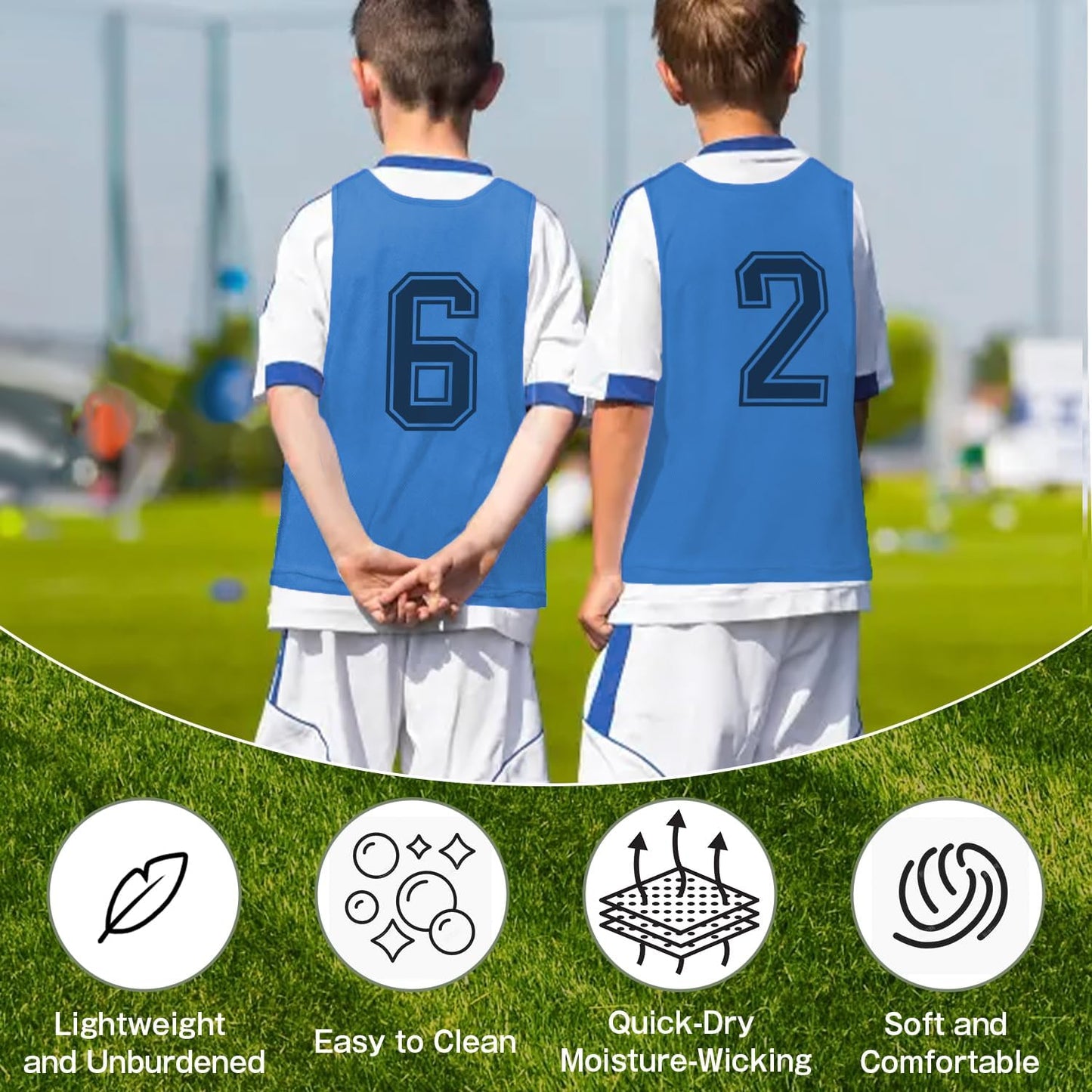 6 Pcs Pinnies Team Practice Vests with Numbers for Child Youth Teen Adult,Ideal for Soccer, Football,Basketball