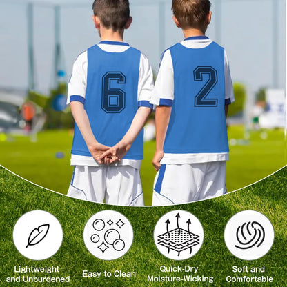 6 Pcs Pinnies Team Practice Vests with Numbers for Child Youth Teen Adult,Ideal for Soccer, Football,Basketball