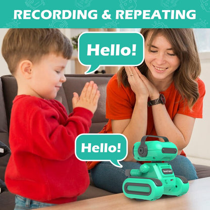 Robot Toys for Boys, Rechargeable Remote-Controlled Robot for Kids 6-8, RC Robots with Auto-Demo, Record, Repeat, Dance Moves, Music, Flexible Head & Arms, Gift Ideas for Birthday Xmas - Blue