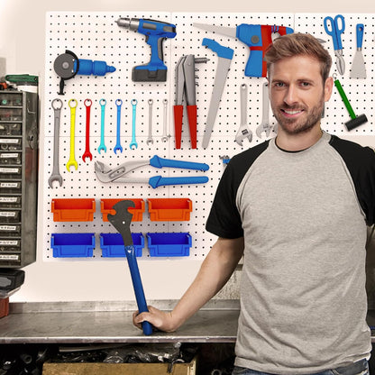 Peg Board, 4PCS Metal Pegboard Wall Organizer. Heavy Duty Pegboard, Peg Boards, Pegboard for Walls, White Pegboard for Garage Craft Room Workbench Office Kitchen Tool Organization, 12"*12"