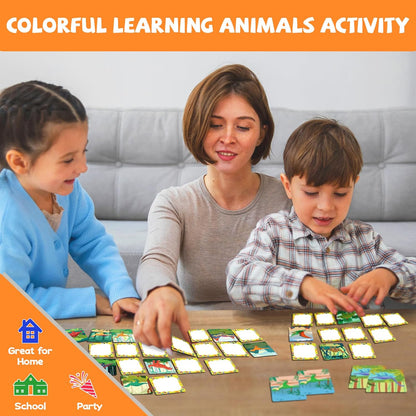 zheyistep 100 PCS Animal Matching Game for Kids Toddlers Memory Game, Animal Match Game Concentration Card Game for Boys Girls Preschool Learning Activities