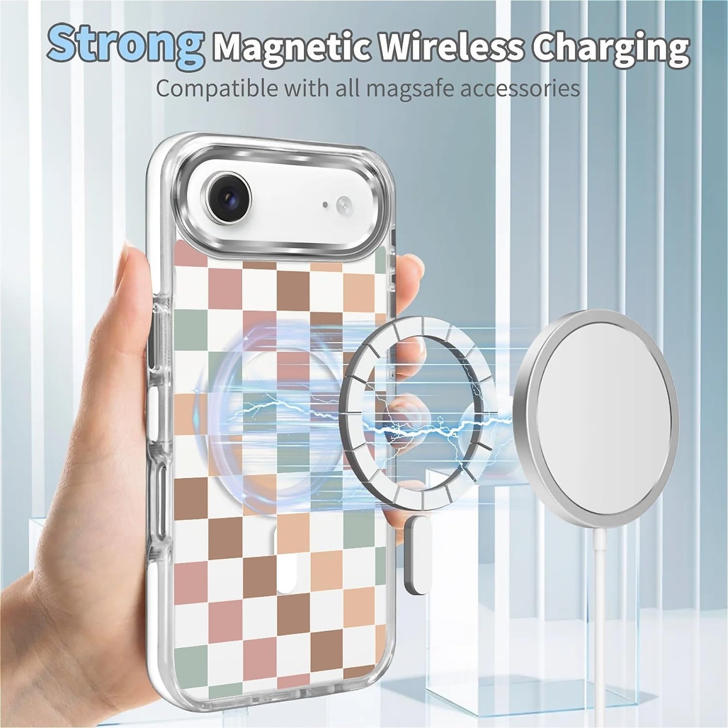 for iPhone 17 Pro Max Case [Compatible with Magsafe],Girls Women Clear Magnetic Case Silicone Shockproof Protective Cover with Pattern Colorful Motivational Letters