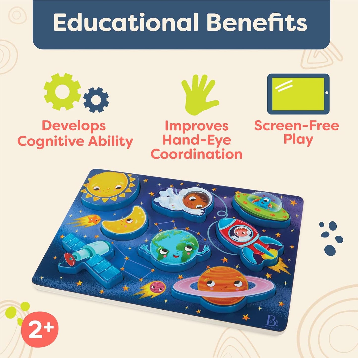B. toys – Peek & Explore – School BusChunky Puzzle for Toddlers,Educational & Developmental Toys for Kids – 2+ Years