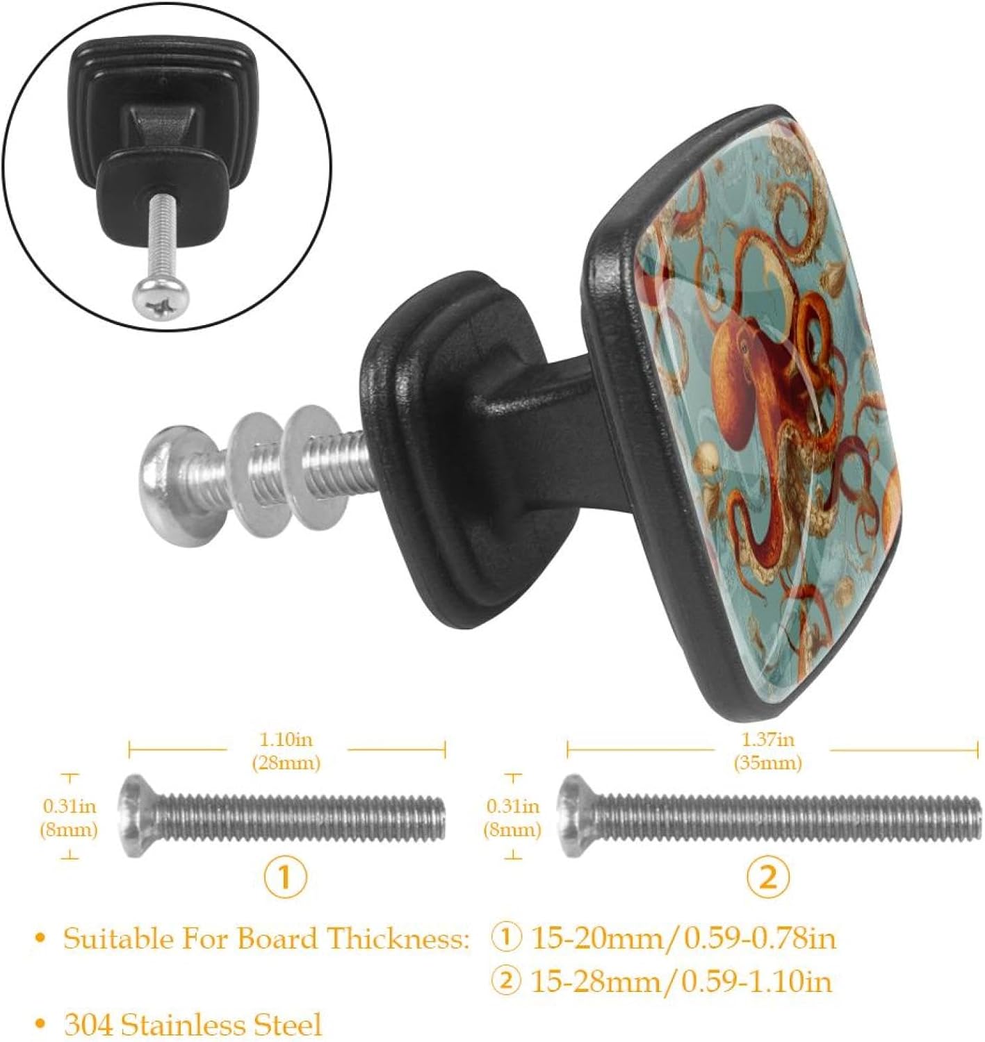 4 Pack Cabinet Knobs Drawer Pulls, 30mm Round ABS Glass Drawer Hardware Growing Butterfly Cabinet Handles with Screws for Dressers Kitchens Cupboard