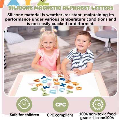 VioraWhite 26 Pcs Food Grade Silicone Magnet (Sealed Magnet, Cpc Certified) Magnetic Toddler Fridge Bulk ABC Educational Learning Toy for Kid Baby Girl Boy Gift(Greenery Color,Letter)