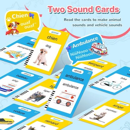 Spanish & English Talking Flash Cards for Toddler, Bilingual Flash Cards Learning Montessori Toys with 224 Sight Words, Speech Therapy Toys for Children Sensory Preschool Education