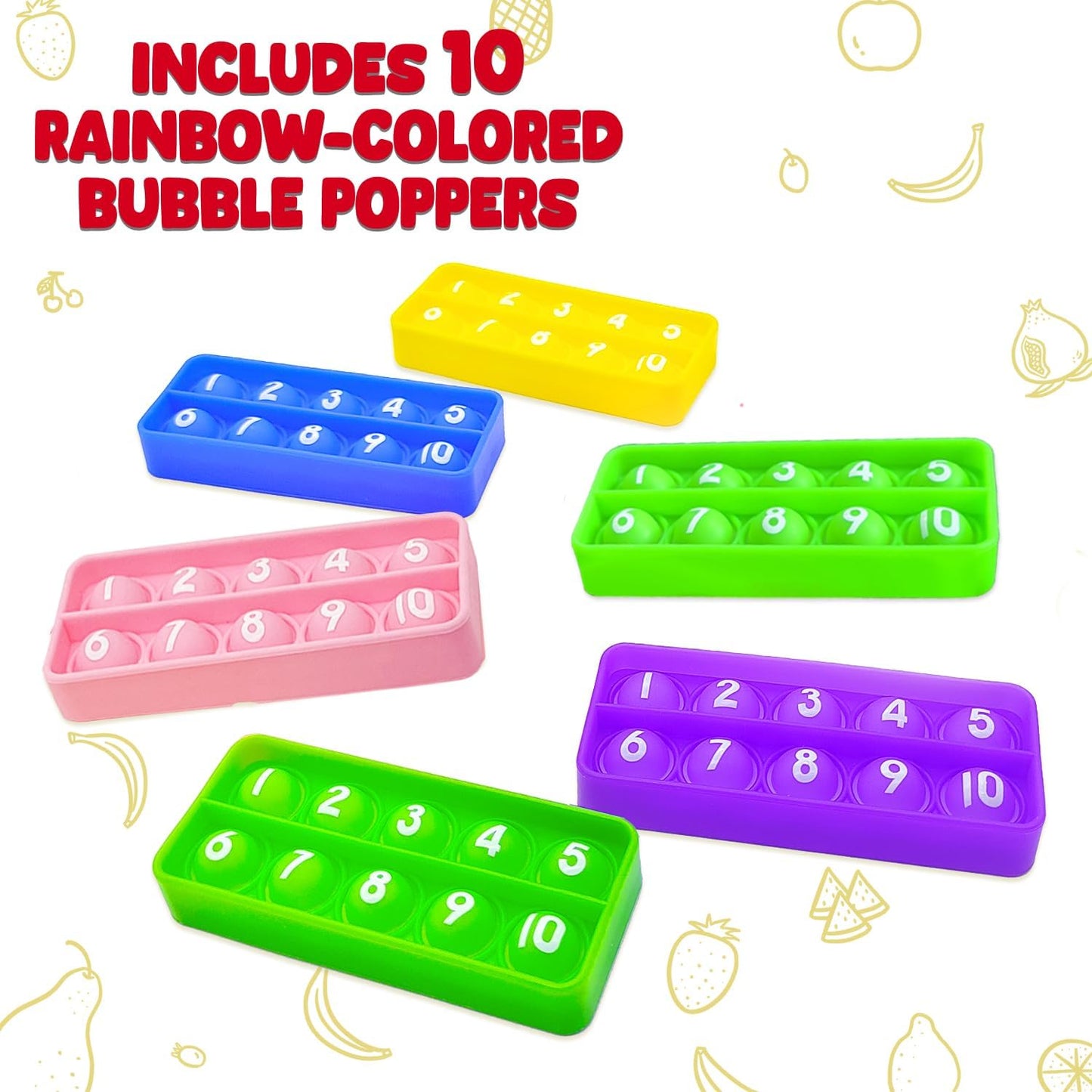 Ten Frame Popper, Math Fidget Sensory Toys, Ten-Frame Counting Toy, Educational Toy for Kids, Classroom Group Learning Activities for Toddler(Pack of 10)