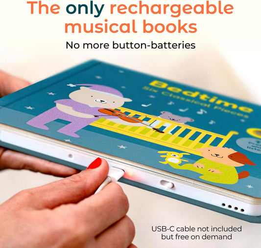 Cali’s Books Wind Down – USB-C Rechargeable Baby Book for Toddlers 1-3, Headphone Jack, Expert-Designed Bedtime Musical Book with Gentle Activities and Affirmations for a Calming Nightly Routine
