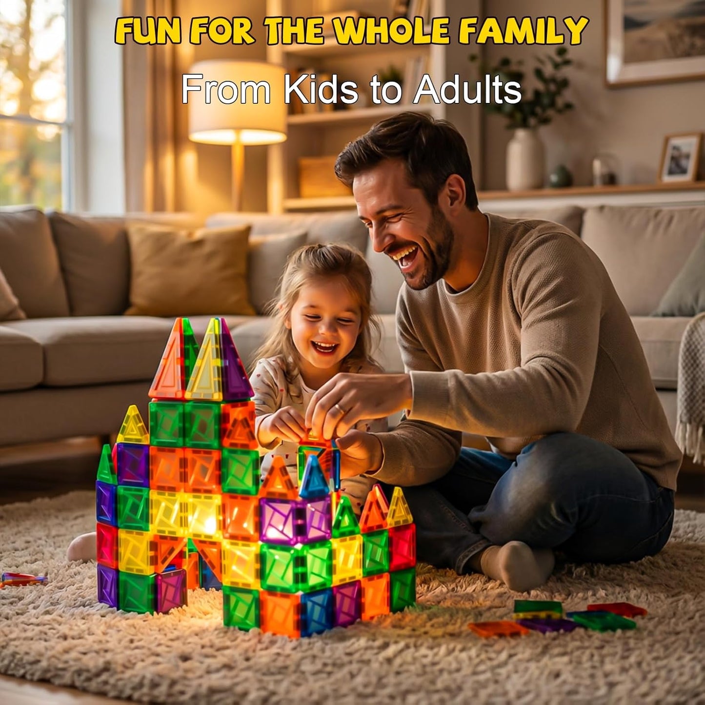 Mini Magnetic Tiles,42PCS Magnetic Building Blocks with Metal Storage Box,STEM Toys for Kids Ages 3+,Sensory Toys for Kids with Autism