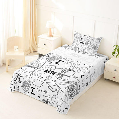 Erosebridal Chemistry Lab Fitted Sheet Twin Size Chemical Equation Bed Sheets for Boys Girls Chemical Elements Science Theme Bed Set Teens Kids Science Students Bedding Set School Dorm Room Decor
