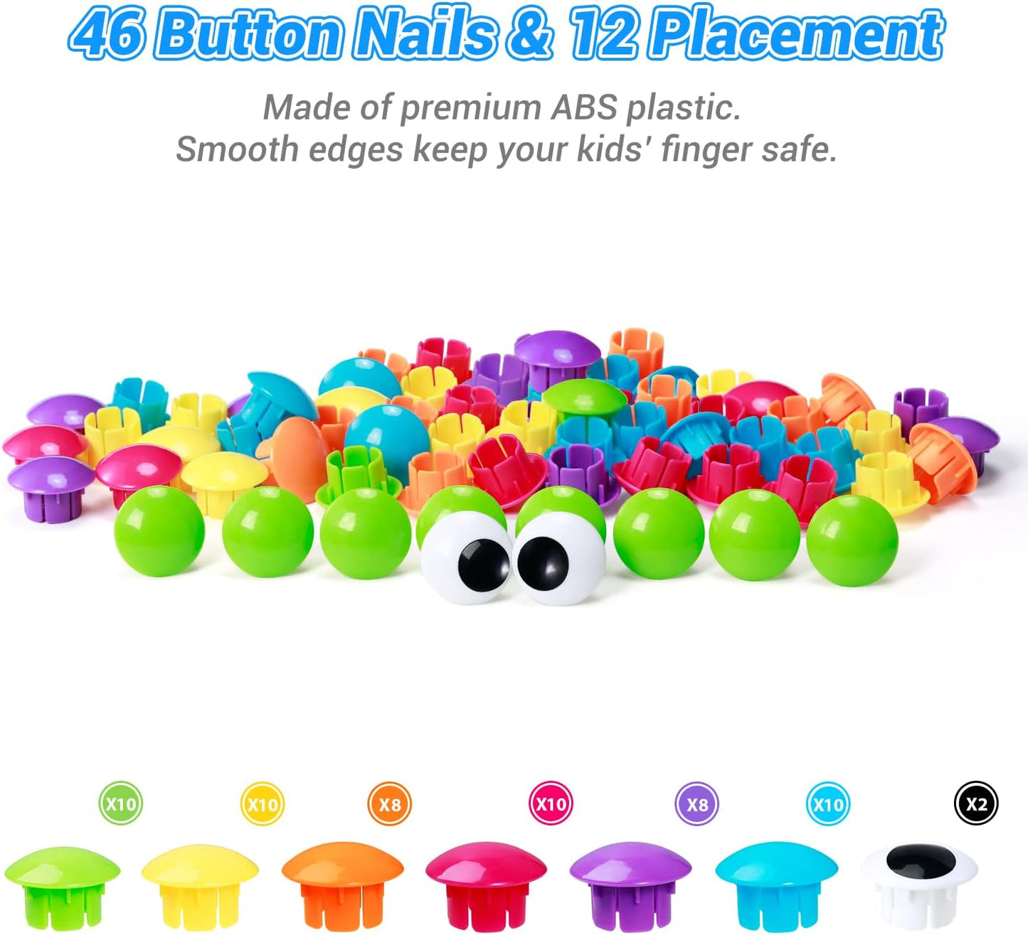 Geekper 96 PCS Button Art Toys for Toddlers, Color Matching Mosaic Pegboard Early Learning Educational Toys for 3, 4, 5, 6 Year Old Kids Boys and Girls Gifts, Including 24 Pictures and 72 Buttons