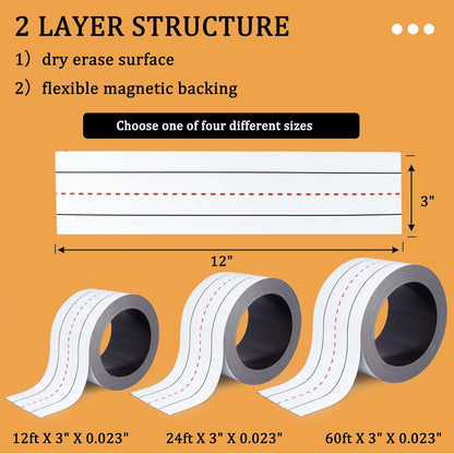 Magnetic Sentence Strips for Whiteboard, 10-Pack 3"x12" Reusable Dry Erase Handwriting Practice Strips, Teacher Supplies for Classroom & Homeschool
