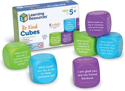 Learning Resources Conversation Cubes -Ages 6+, Foam Cubes for Social Emotional Learning, School Counselor Supplies, Speech Therapy Toys, Ice Breaker Cubes,Teacher Must Haves, 6 Pieces