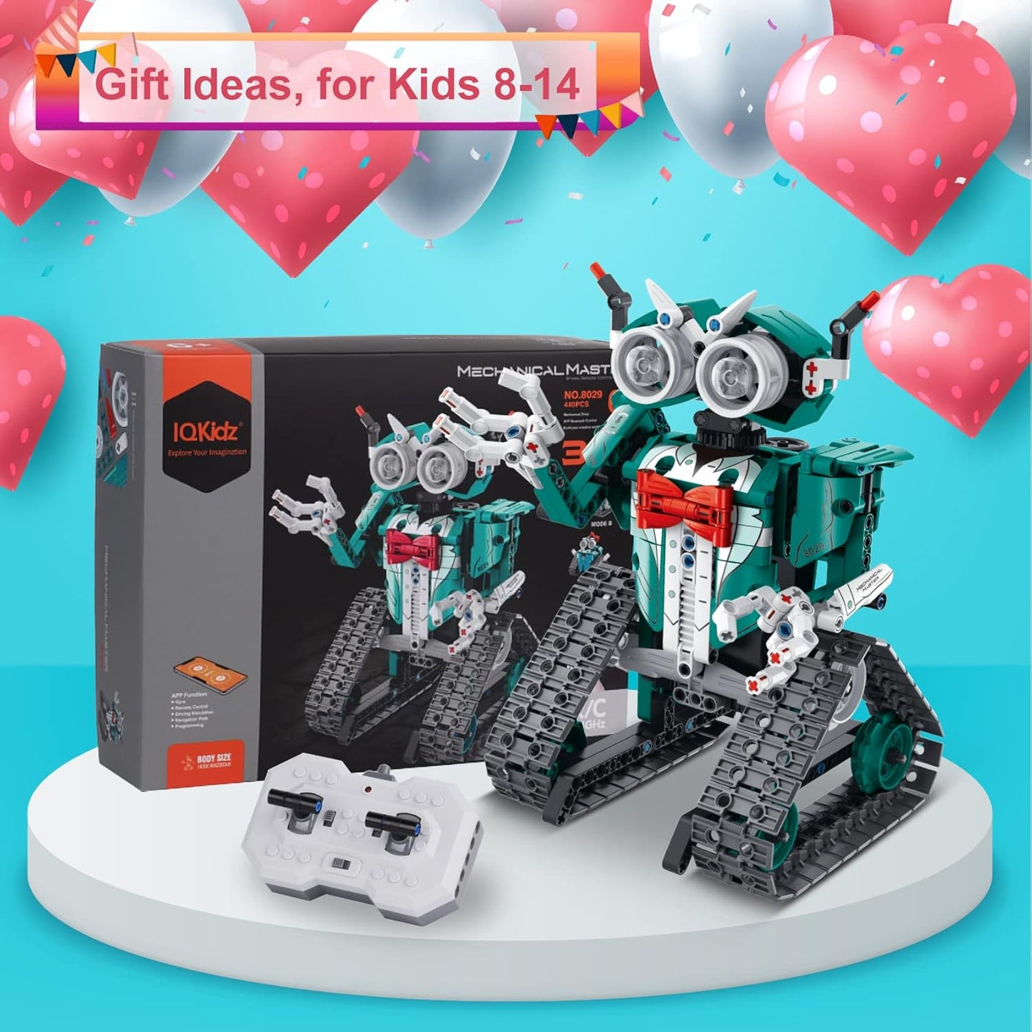 IQKidz STEM Building Blocks Kit for Kids - 2 in 1 Remote Control Race Car and Robot Toy, Great Gift for Boys, Teens Age 6 7 8-12+ Year Old Who Love Engineering and RC Sports Car Toys
