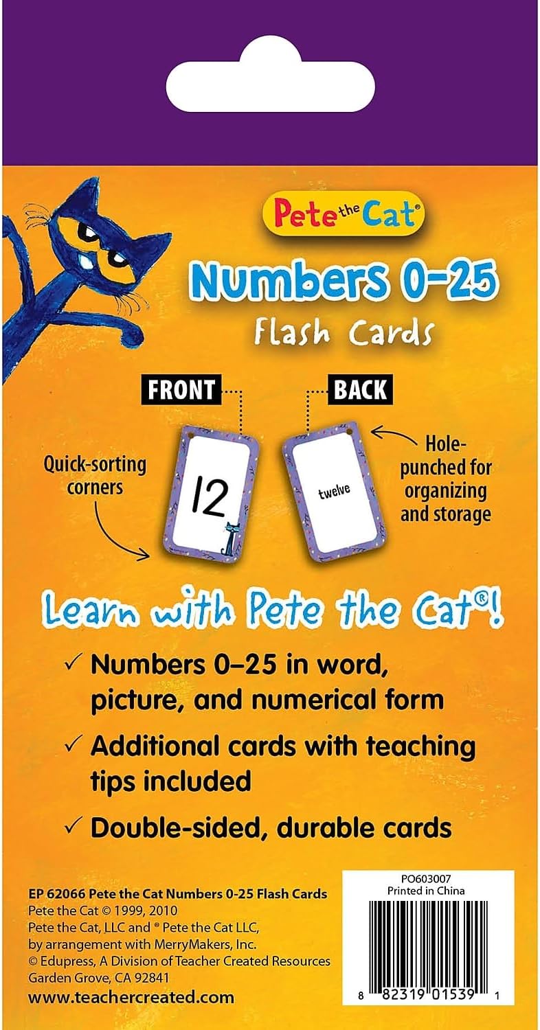 Pete The Cat® Numbers 0–25 Flash Cards (EP62066)