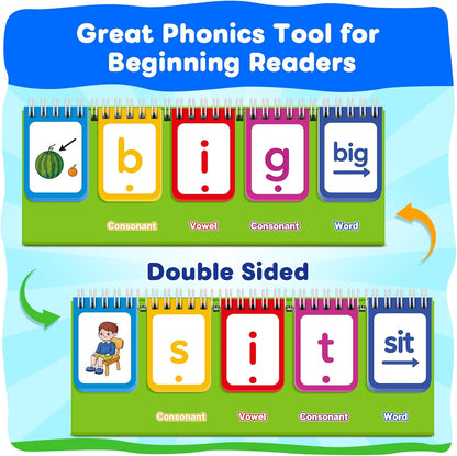 CVC Word Games,Phonics Flash Cards for Preschool Kindergarten Learning Activity,Spelling Reading Manipulative Educational Toy Speech Therapy Homeschool Classroom School Teacher Supplies