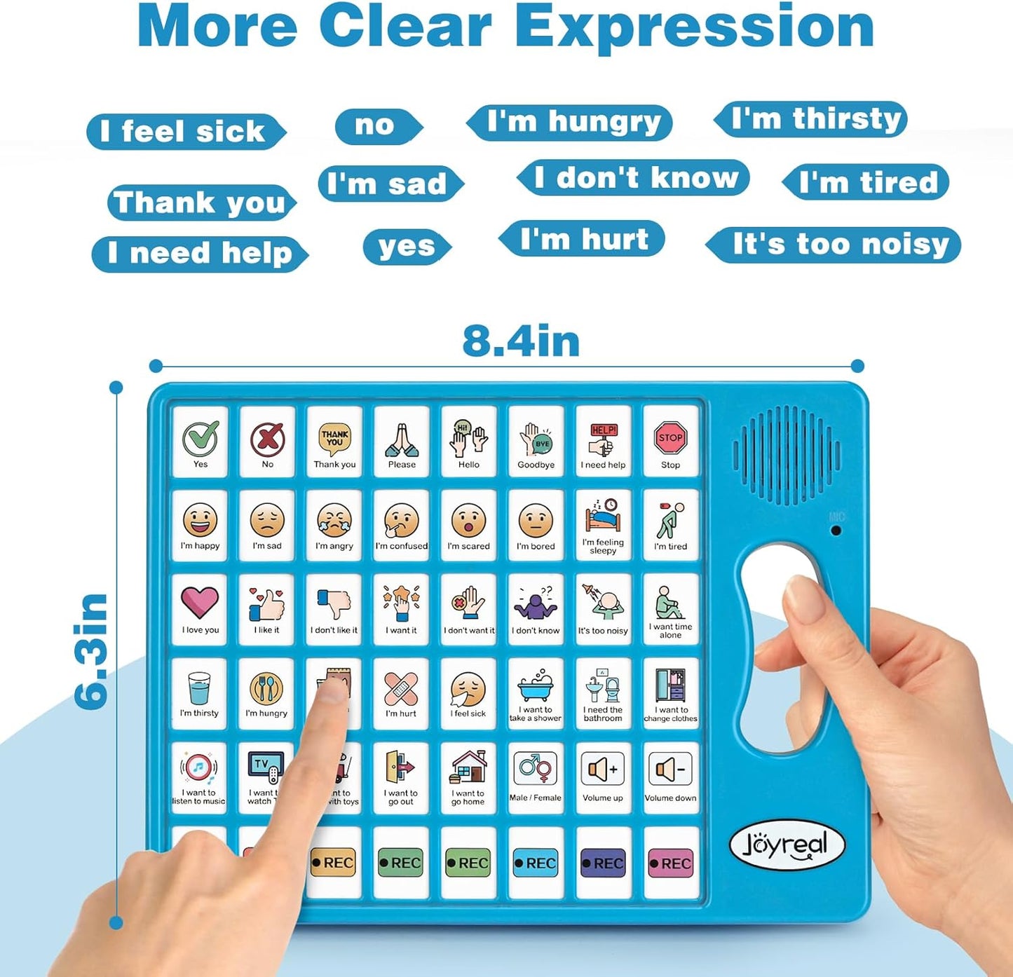 Joyreal AAC Device for Autism, Non Verbal Communication Tools for Speech Therapy & Stroke Rehab. Autism Communication Board with 5 Programmable Buttons & Adjustable Volume, Autistic Kids Must Haves