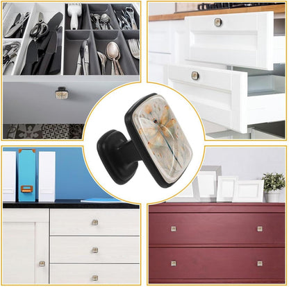 4 Pack Cabinet Knobs Drawer Pulls, 30mm Round ABS Glass Drawer Hardware Growing Purple Butterflies Cabinet Handles with Screws for Dressers Kitchens Cupboard