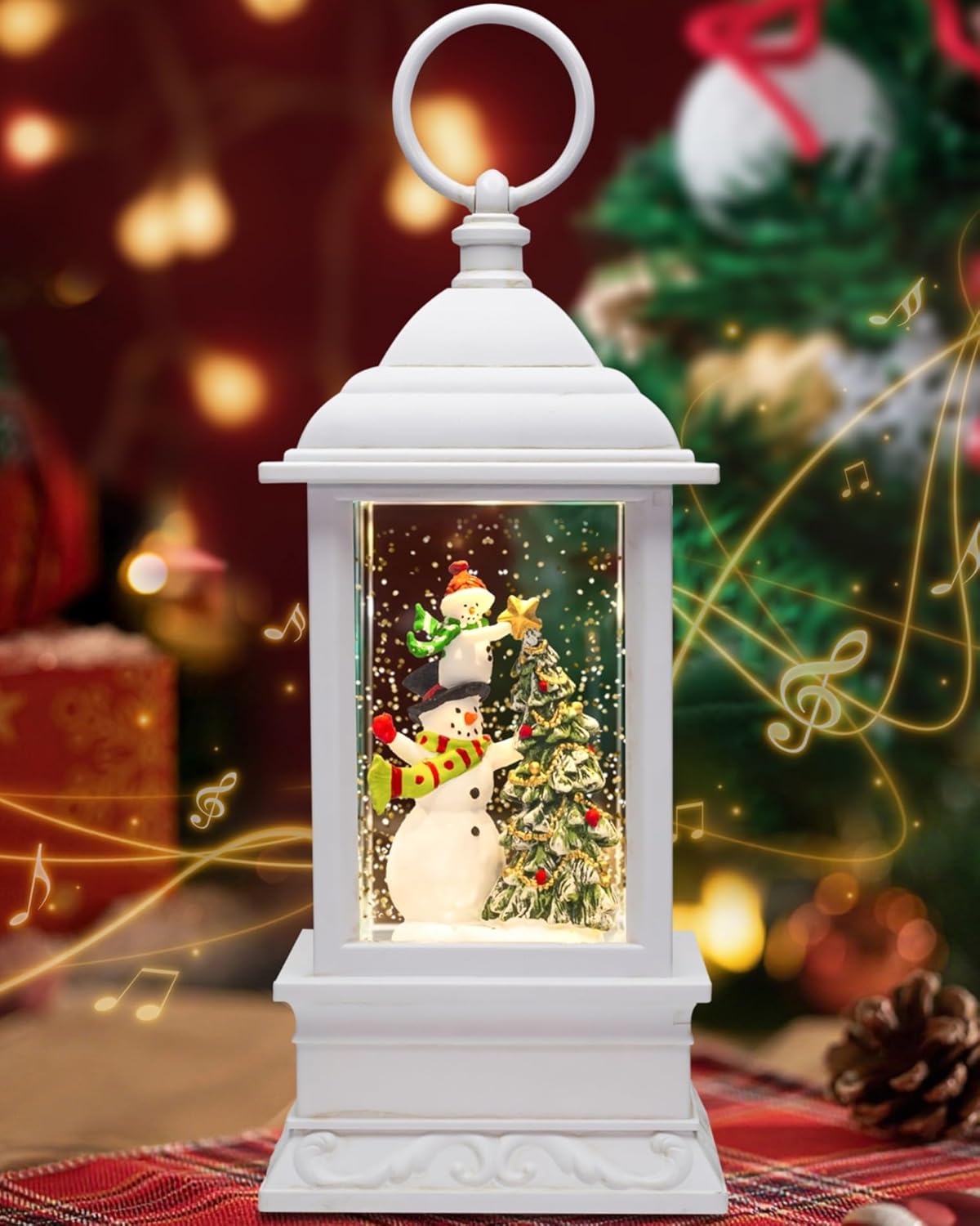 Extra Large Christmas Snow Globes Christmas Lantern, 12.99" Musical Snow Globe with 8 Songs, Santa Snowglobe for Kids Adults, 6H Timer Dual Power, Lighted Christmas Decorations Indoor Gifts