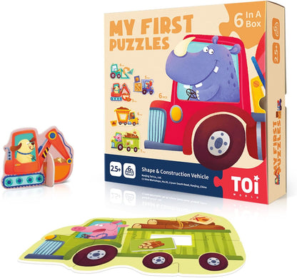 Toi 6 Packs Large Piece Toddler Jigsaw Puzzles for Kids Aged 2.5+, Animal Shaped Floor Puzzles for Beginner, Preschool Learning Game for Boys Girls, Traffic