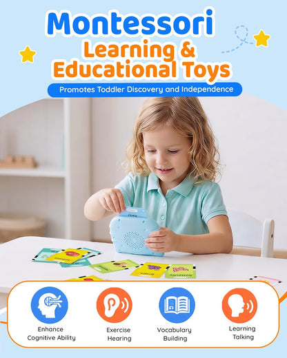 Aullsaty Talking Flash Cards for Toddlers 1-3, Upgraded 248 Sight Words Montessori Speech Therapy Toy, Autism Sensory Educational Learning Toys, Birthday Gifts for Boys Girls (Pink)