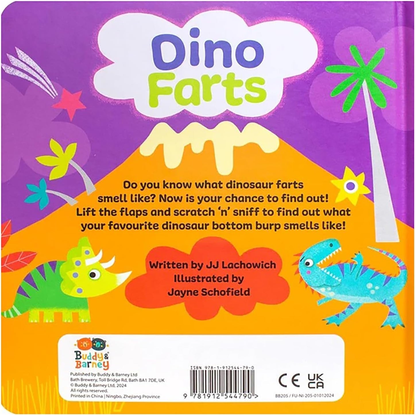Buddy & Barney: Scratch & Sniff Book - Dino Farts - Rhyming Prehistoric Board Book, Lift-The-Flap & Smell, 7 Hilarious Real Scents, Sensory, Kids 3+