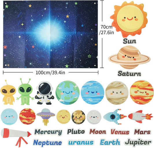 Toddler Solar System Toy, 33-Foot Children's Space Felt Board, Suitable Birthday Gift for Boys and Girls, Montessori Solar System Sensory Toy, Planetary Toy for Children Aged 3-8