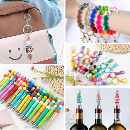 65Pcs 19mm Silicone Beads for Keychain Making Bracelet Necklace, Bulk Round Silicone Beads for Pens（Christmas Green） - Colors A
