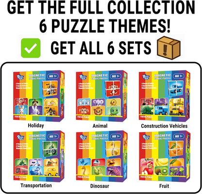 Pairez Toys Random 4 Sets of Magnetic Blocks for Toddlers, 4 Packs Total 16 PCS & 24 Patterns, Magnetic Puzzles for Kids 1-3, Preschool Learning Classroom Must Haves Puzzle Toys