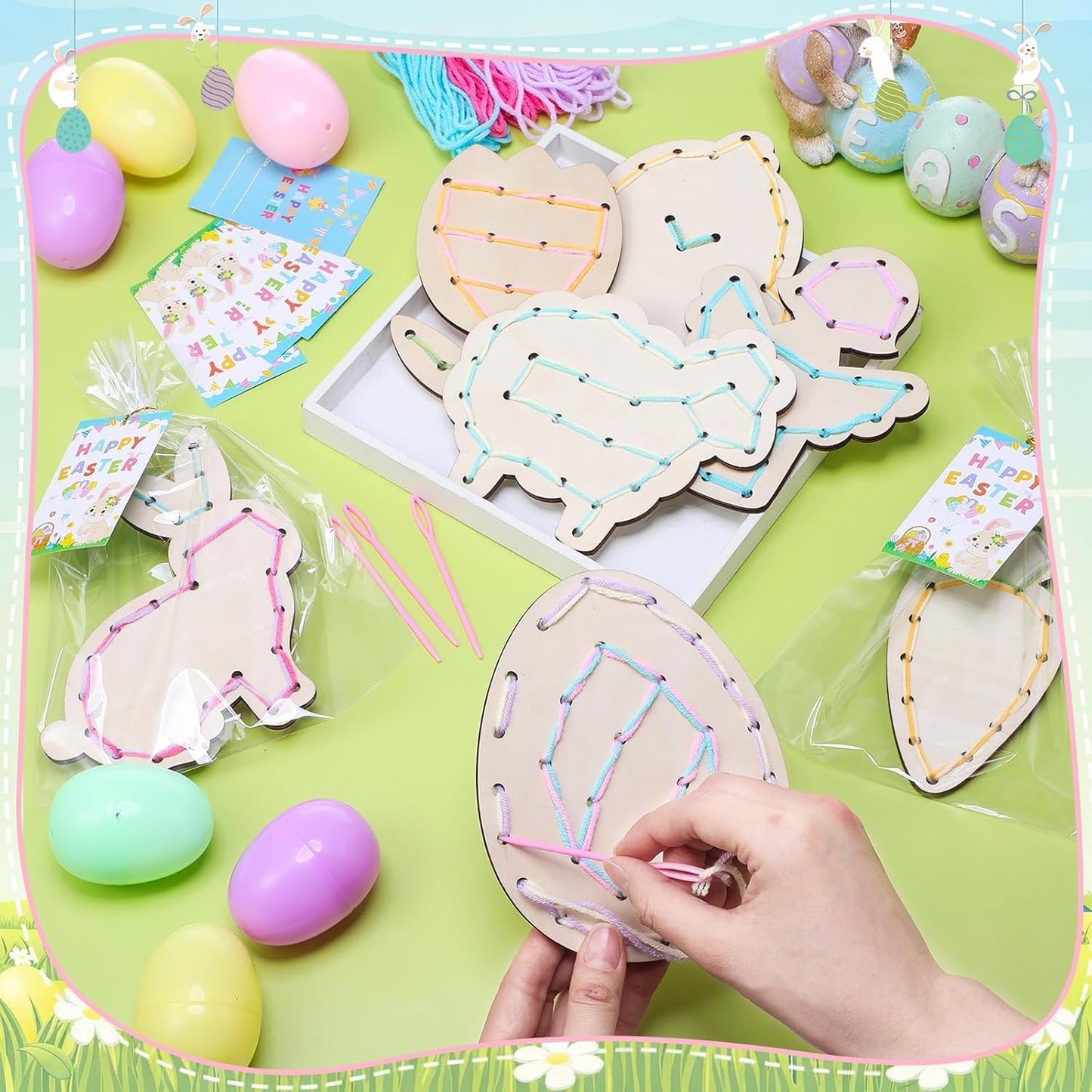 Capoda 9 Sets Lacing Cards Shoes Educational Threading Toy for Wooden Lacing Card Toys with Colorful Threads for Develop Imagination Early Education and Learning Activity(Shoes)
