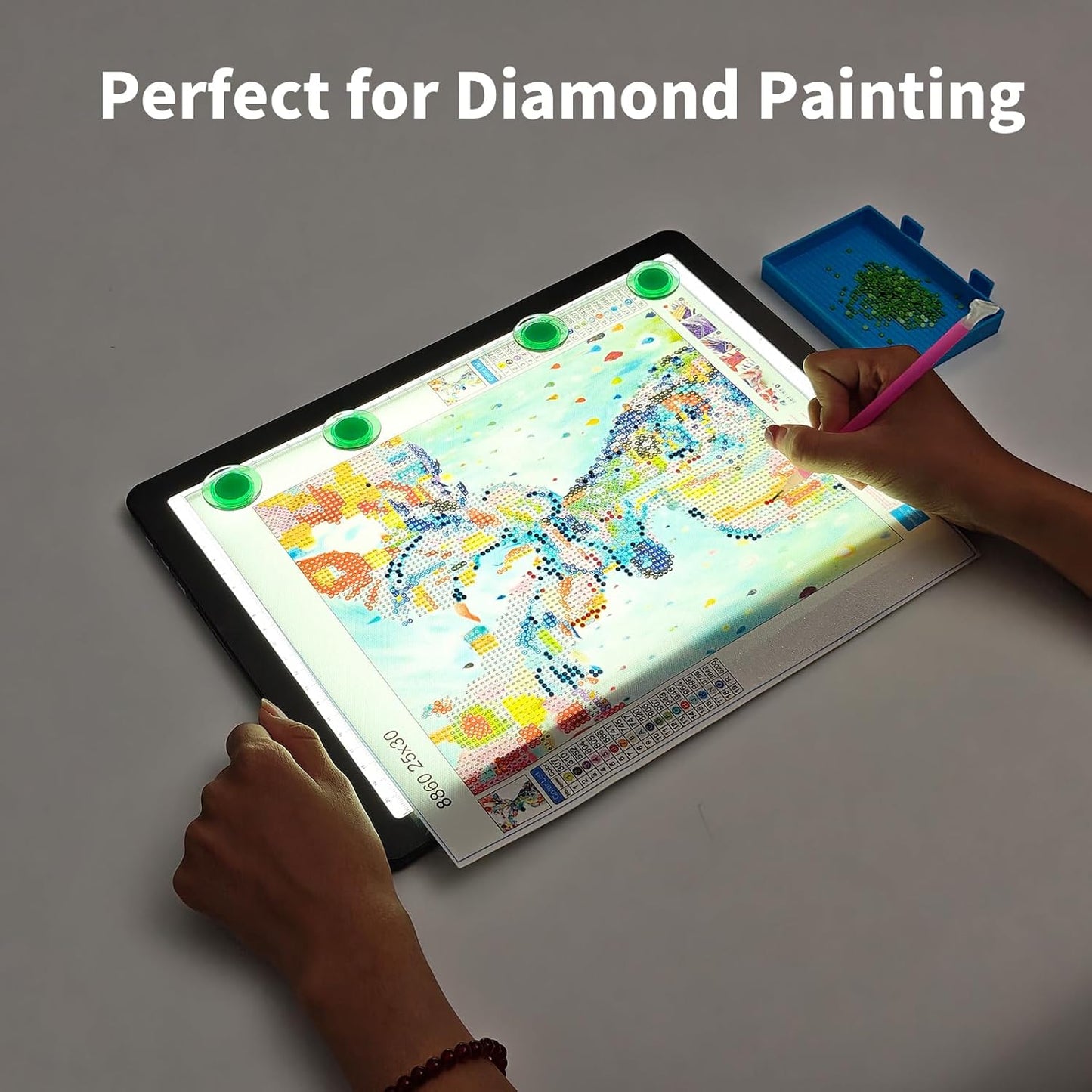 TOHETO Rechargeable A3 Light Pad for Diamond Painting, Ultra Bright Tracing Light Box for Drawing, Wireless Lightbox for Tracing and Drawing, Cordless Diamond Art Light Board for Sketching (Black)