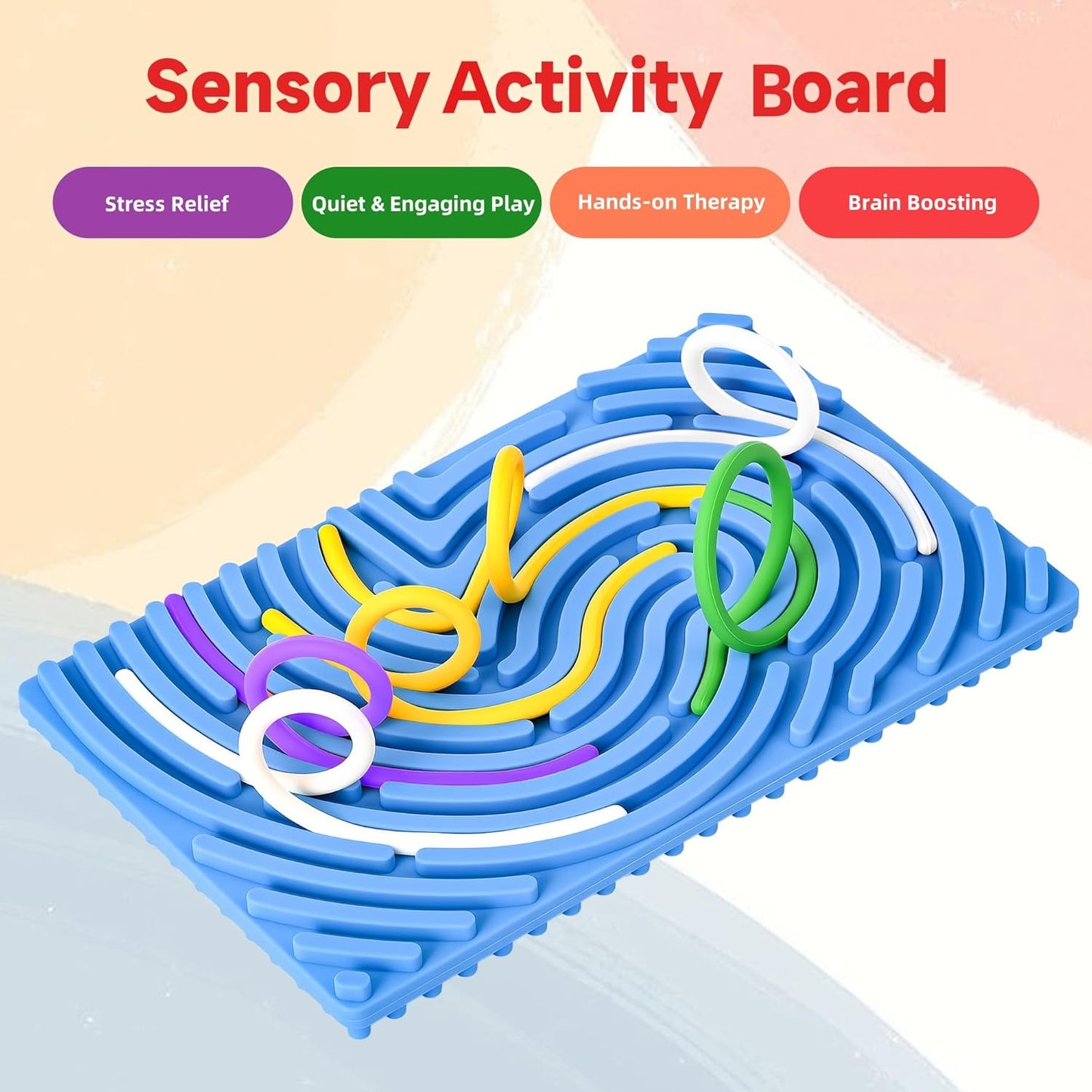 Sensory Board for Kids –Durable Silicone Sensory Activity Board –Sensory Toys for Kids with Autism, ADHD, Anxiety & Stress–Toddlers Calming Travel Essentials Fidget Toy for Kids 3+ & Adults