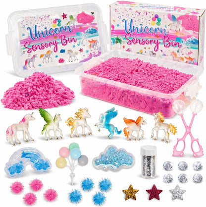38 PCS Mermaid Sensory Bin with 2 lb Magic Sand, Ocean Molds & Treasure Accessories – Creative Sand Play Gift for Girls Ages 3–8