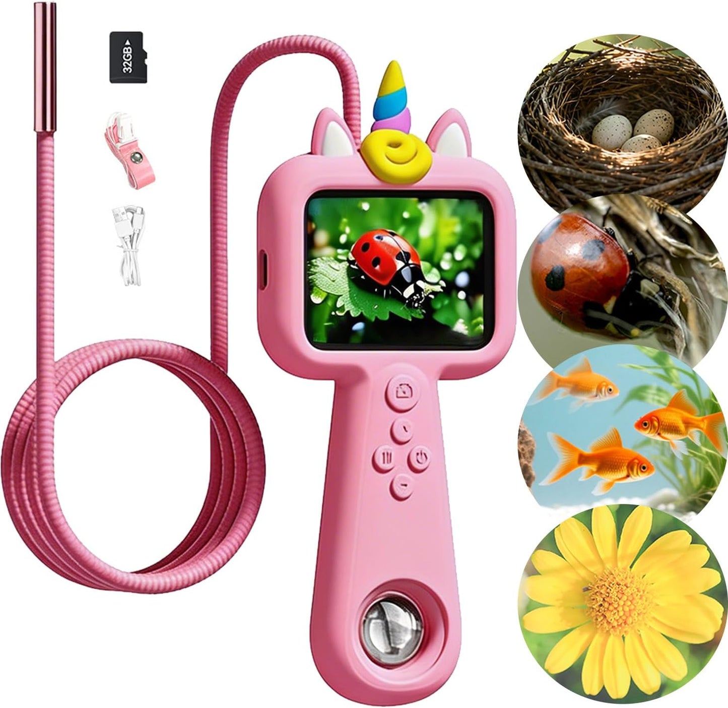 Borescope Camera with Light for Kids - STEM Science Educational Toy for 4-10 12Years Old, Educational Boys Girls Birthday Gift, Snake Scope Camera for Outdoor Camping Nature Exploration (Green)