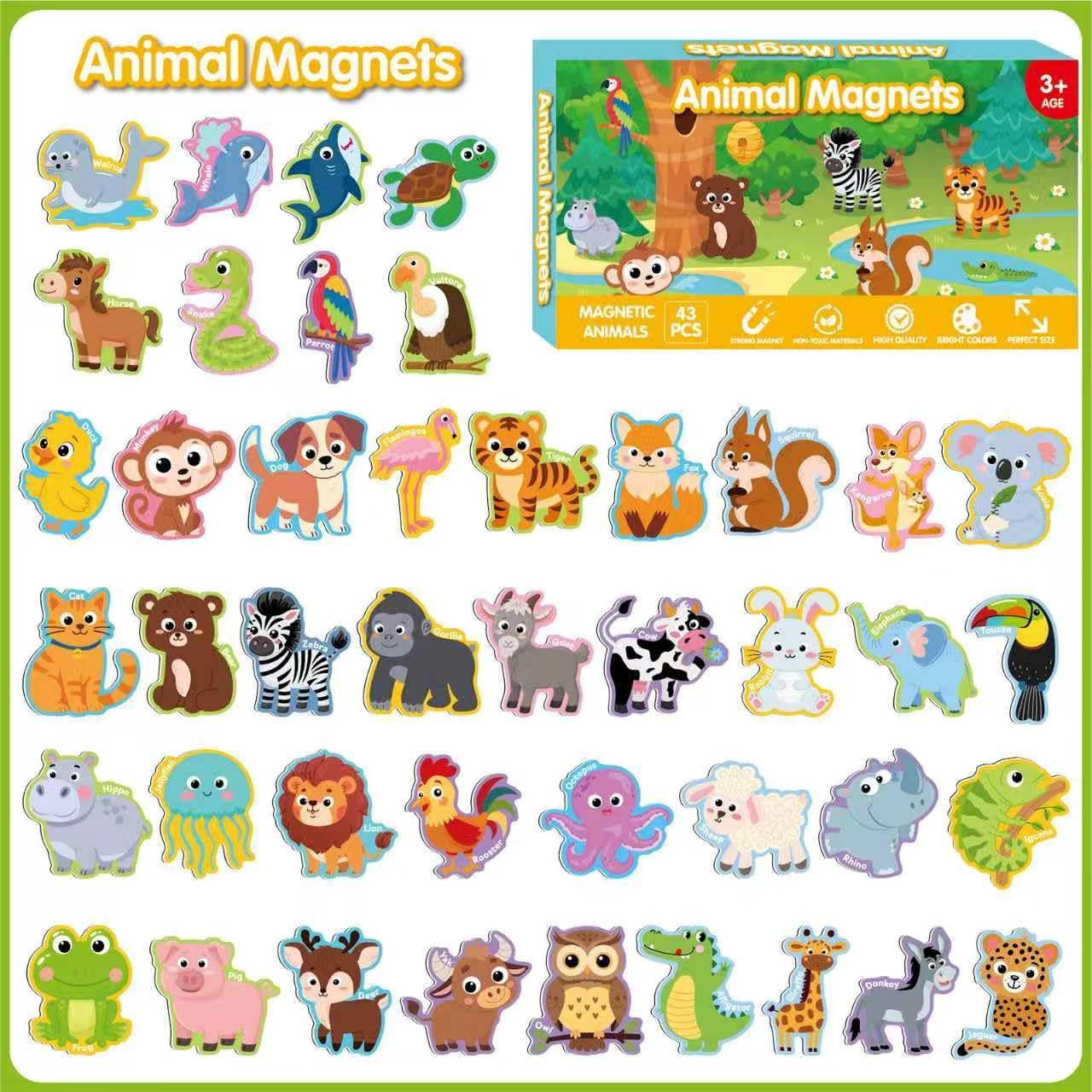 Magnetic Letters and Numbers for Fridge, Cute Colorful Animal Alphabet 26 Uppercase Letters 0-9 Numbers, Fridge Magnets Set for Learning Spelling Girls