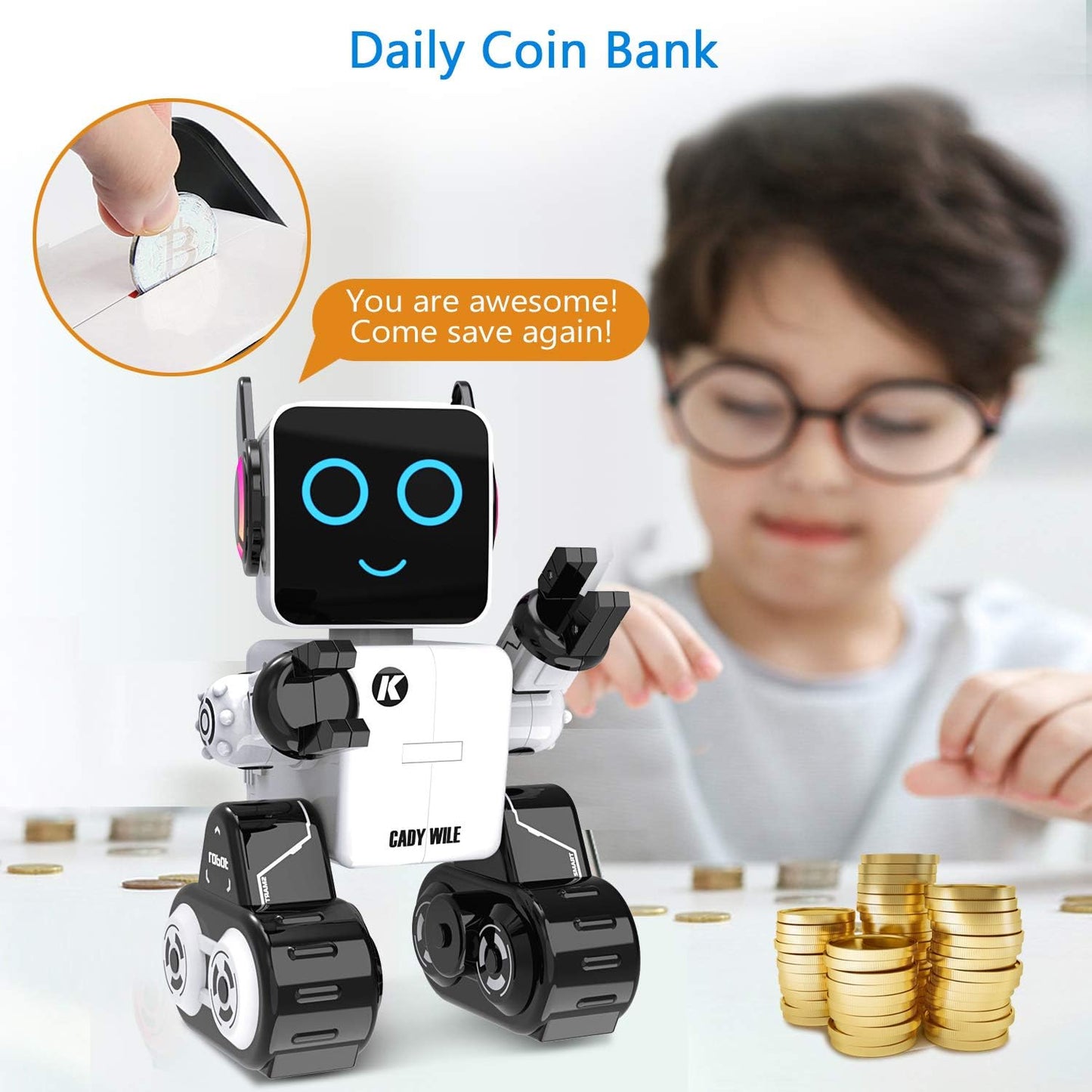 okk Robot Toy for Kids, Smart RC Robots for Kids with Touch and Sound Control Robotics Intelligent Programmable, Robot Toy with Walking Dancing Singing Talking Transfering Items for Boys Girls (White)