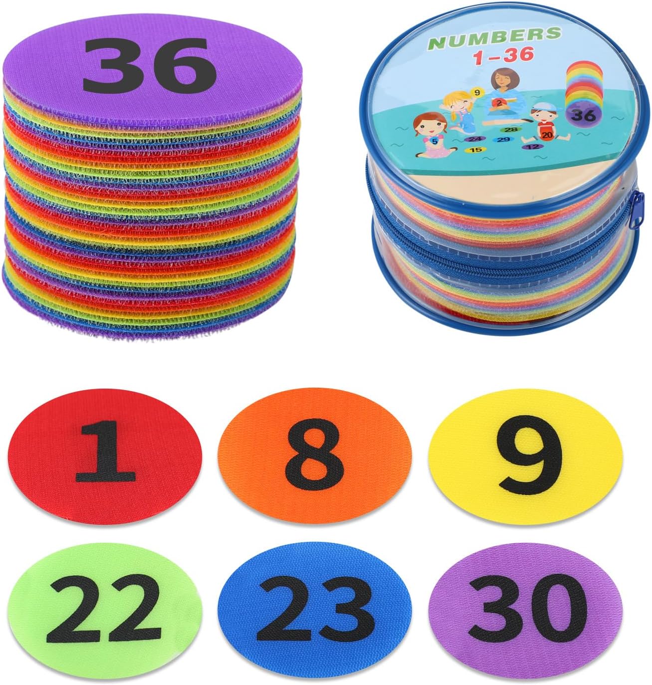 Wizia Carpet Markers with Numbers 1-36 for Classroom Supplies Teachers and Kids, 36 Pack 4" Floor Dots Rug Circles Marker Spot for Elementary Preschool Kindergarten