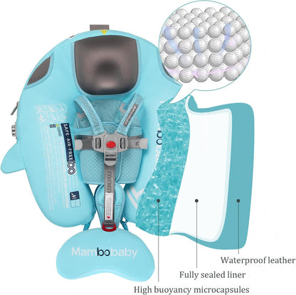 Baby Pool Float with UPF50+ 3D Adjustable Canopy, Add Tail Mambobaby Float Non Inflatable Infant Floats for Pool, Cartoon Narwhal Baby Floats (NPink with Canopy-U05NPCTLUROHML01U05)