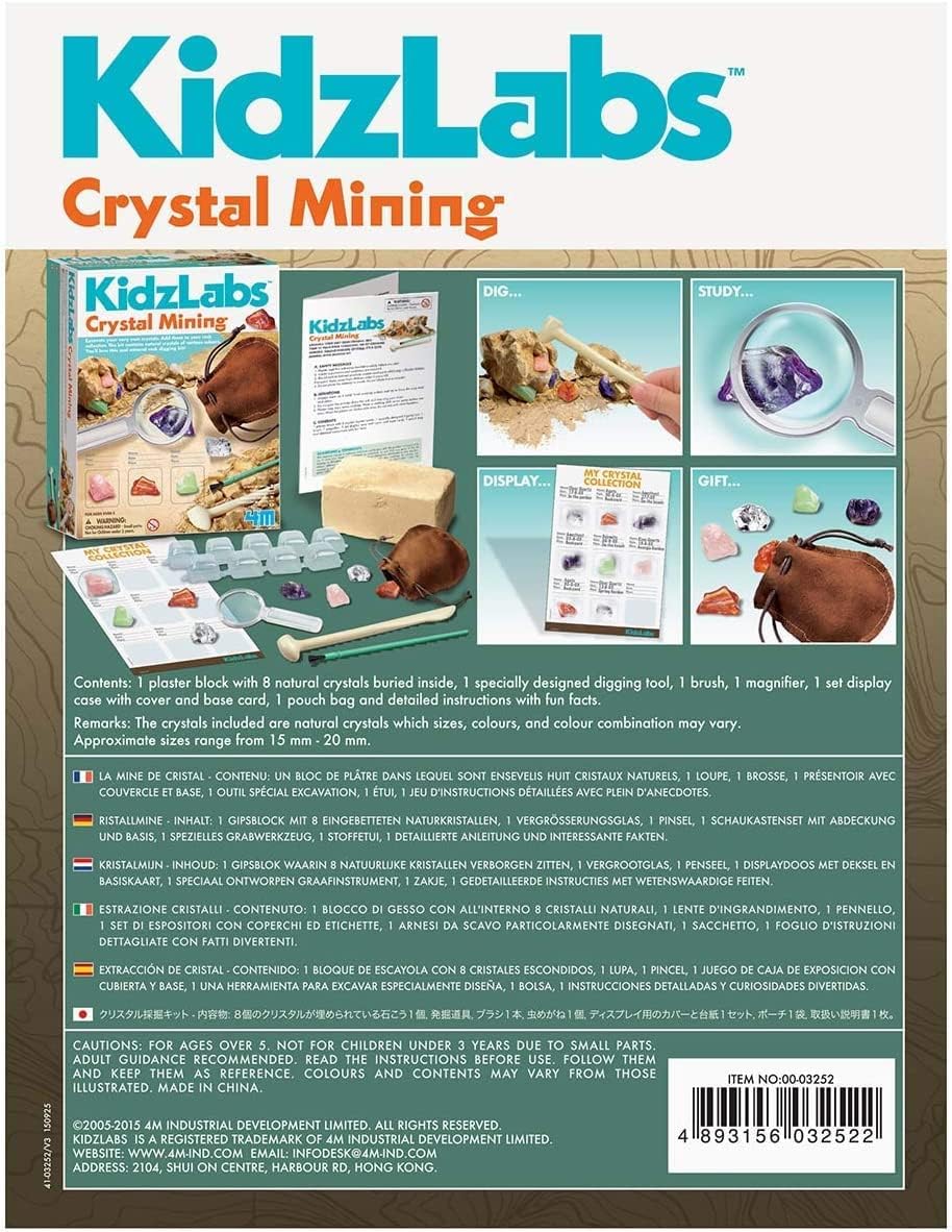 4M Kidzlabs Crystal Science Kit - DIY STEM Toys Lab Experiment, Educational Gift for Kids & Teens