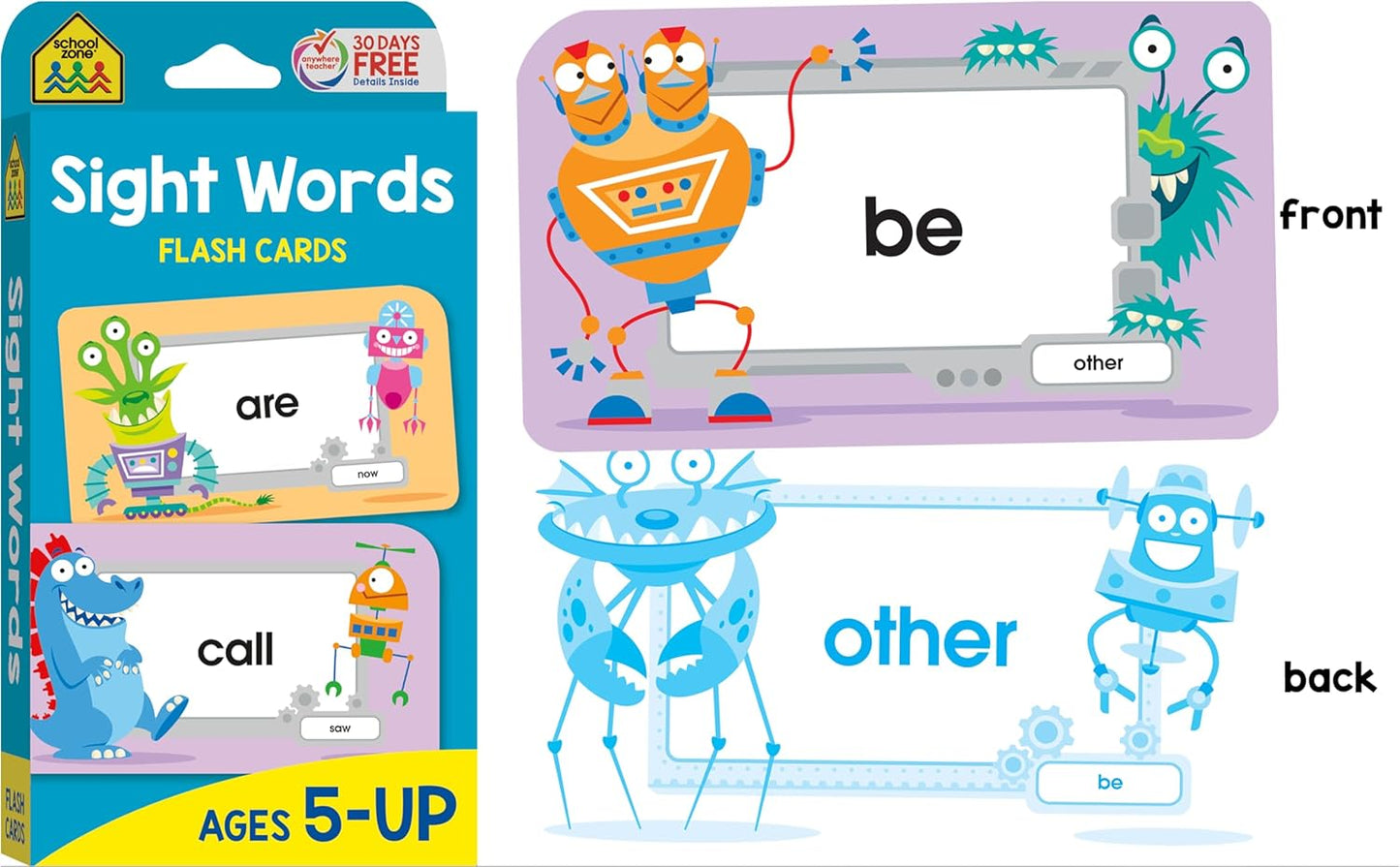School Zone Reading 4-Pack Flash Cards: 224 Cards, Preschool, Kindergarten, 1st Grade, Sight Words, Phonics Made Easy, Word Families, Picture Words, High-Frequency Words, Beginning Reading, Rhyming, Ages 4+