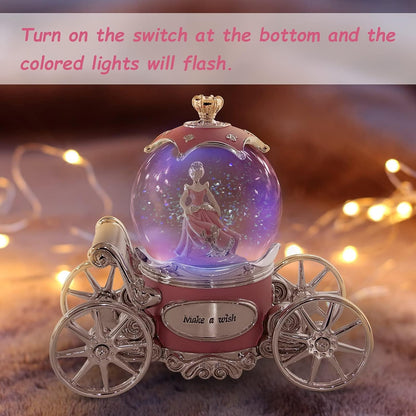 Cinderella Snow Globe for Girls, Music Box for Women with Color Changing LED Lights, Snowglobe Musical Boxes Gifts for Birthday Christmas Mother's Day Valentine's Day
