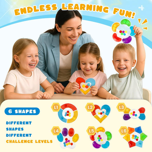 LovesTown 6PCS Color Sorting Toys, Sensory Fidget Toys for Kids Color Matching Game Travel Essenstial Birthday Gifts Goodie Bags