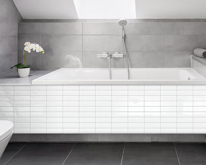 Plain White Peel and Stick Backsplash Tile Rectangle Subway Self Adhesive Wall Tiles for Kitchen (10-Sheet,12"x12")