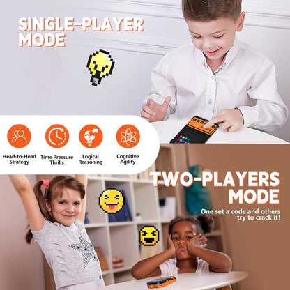 Crack The Code - Electronic Mastermind Code Breaker with Clamp, Super Decoder Handheld Puzzle Games for 1-8 Players, 10,000+ Logic Challenges for Kids & Adults Ages, Portable Travel Game & Gift