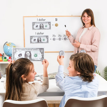 Simply magic 57 PCS Jumbo Magnetic Money - Large Play Money for Kids for Learning, Pretend Money for Classroom Teaching, Toy Money Class Money Set, Magnetic Coins, Money Games, Money Manipulatives