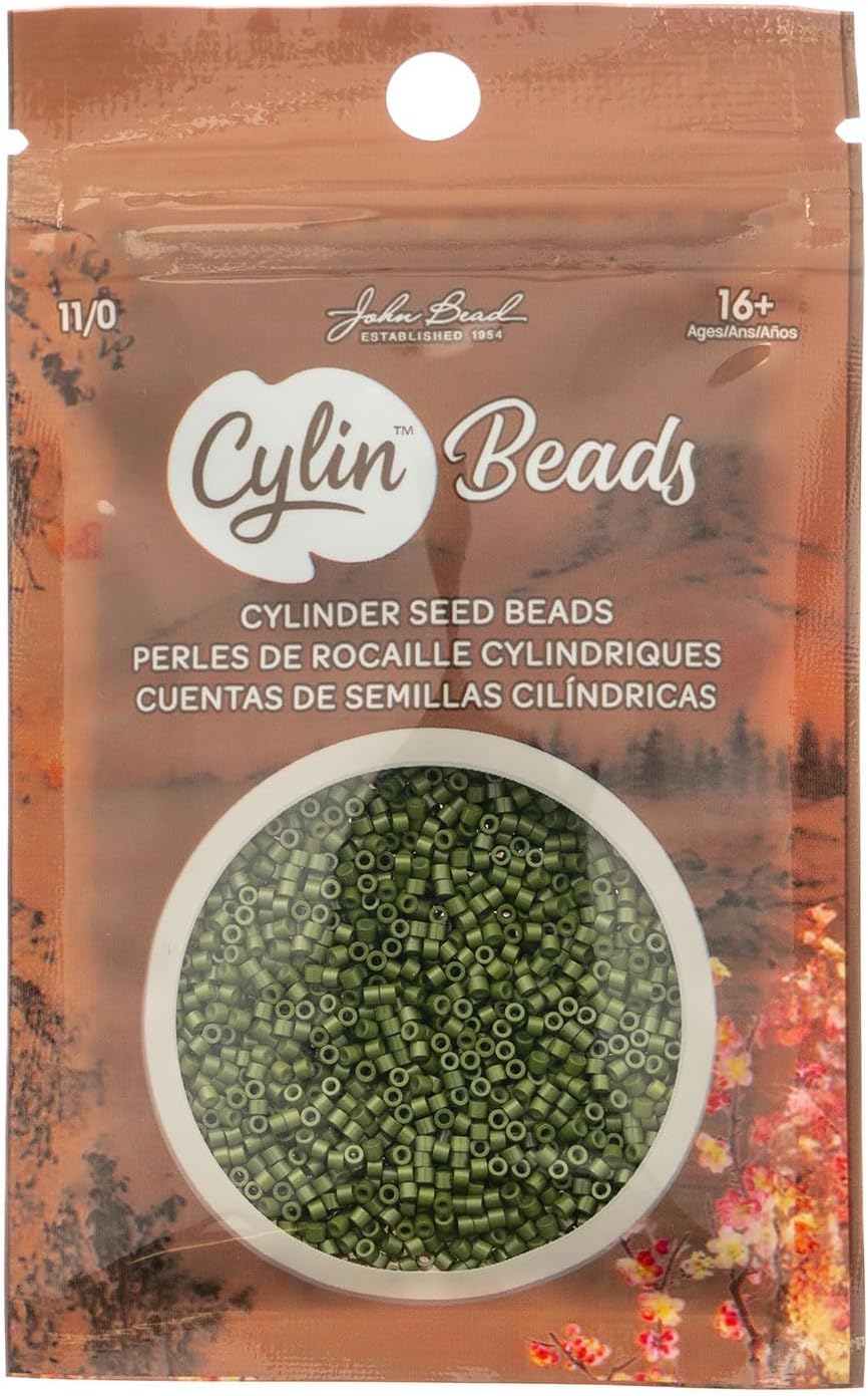 John Bead 25g Cylin Beads Opaque Turquoise Green 11/0 Glass Cylindrical Seed Beads for Jewelry Bracelets Necklaces Earrings Making Embroidery