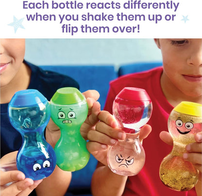 hand2mind Express Your Feelings Sensory Bottles-Primary Emotions, Quiet Toddler Fidgets for Classroom, Calm Down Corner Supplies, Social Emotional Learning, Sensory Toys for Kids with Autism