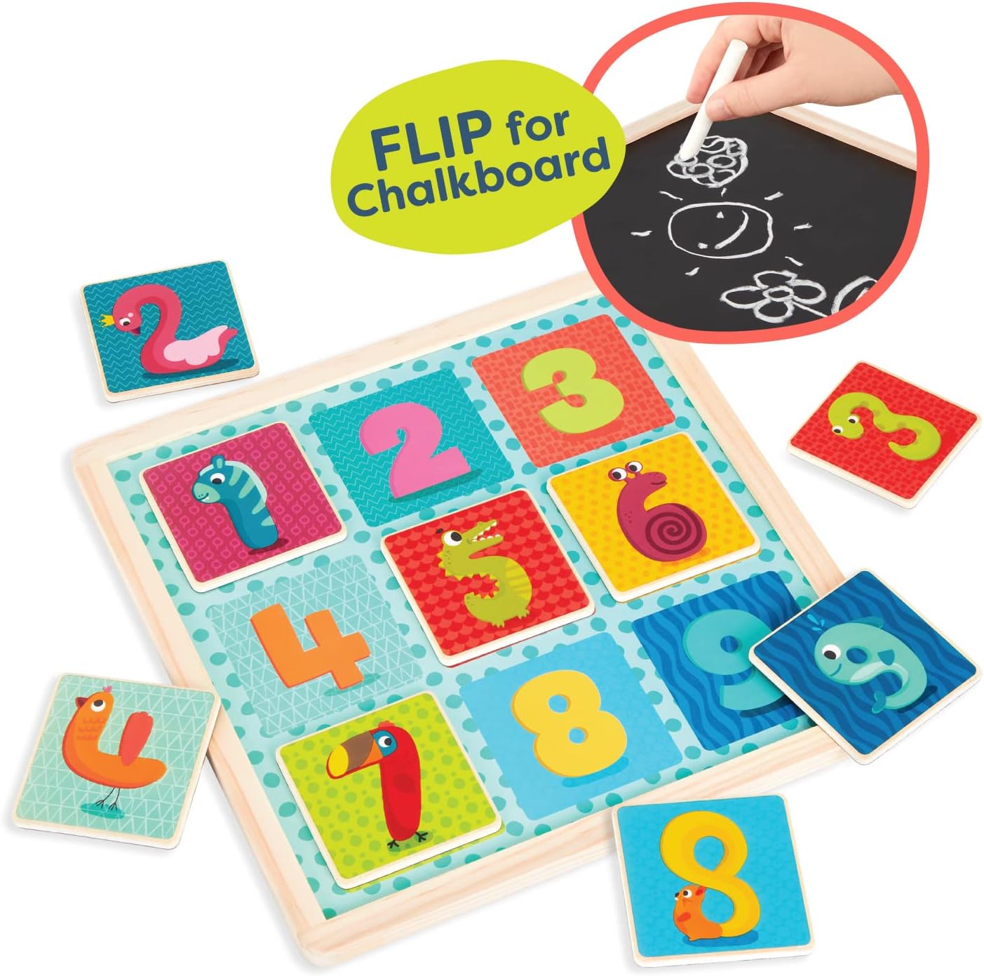B. toys - Magnetic Alphabetic - Double-Sided Puzzle & Chalkboard - 26 Magnetic Letter-Pieces - 2-in-1 Puzzle for Kids - 3 Years +