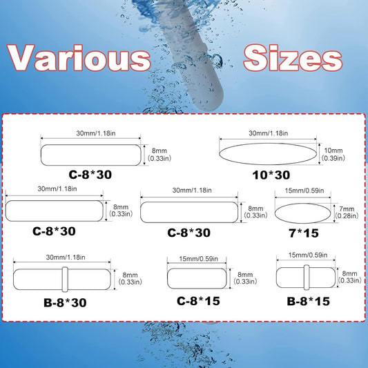 Magnetic Stir Bars with Magnetic Retriever Set, Lab Mixed Size PTFE Magnetic Stirrer Mixer Stir Bars PTFE Stiring Rod, 8x35mm, 8x30mm, 8x28mm, 7x30mm Magnetism for Laboratory Home DIY Project